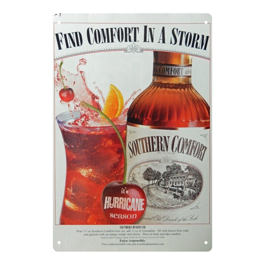Southern Comfort “Find Comfort in a Storm” Vintage Metal Sign