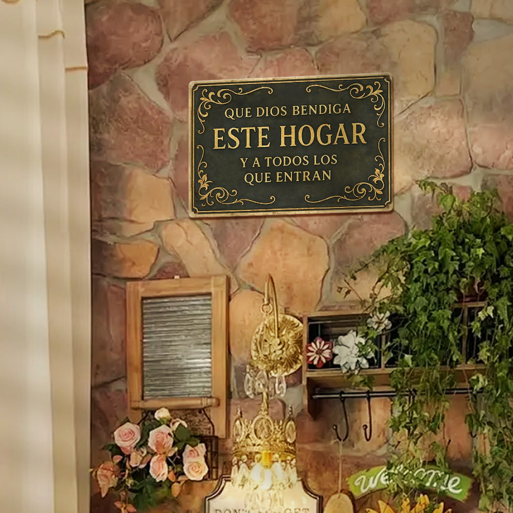 Que Dios Bendiga Este Hogar – Metal Wall Sign