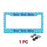 Personalized Turquoise Tropical Flowers license plate frame in a 1-piece pack with mounting hardware