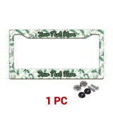 Personalized Green Botanical Leaves license plate frame in a 1-piece pack with mounting hardware