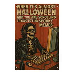 Almost Halloween — Rocker Skeleton Spooky Meme Poster