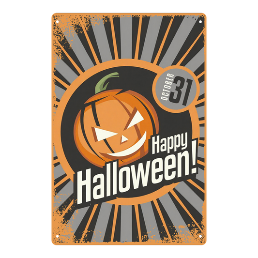 Happy Halloween Vintage Pumpkin Cartoon Style