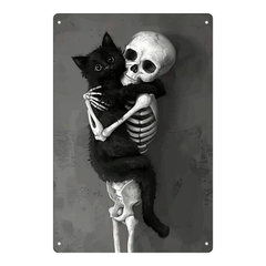 Skeleton Hugging Black Cat