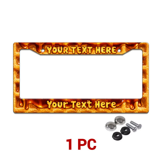 Personalized Melting Cheese and Pizza license plate frame in a 1-piece pack with mounting hardware