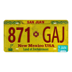 New Mexico 871-GAJ - Tin License Plate Sign(6*12Inch)