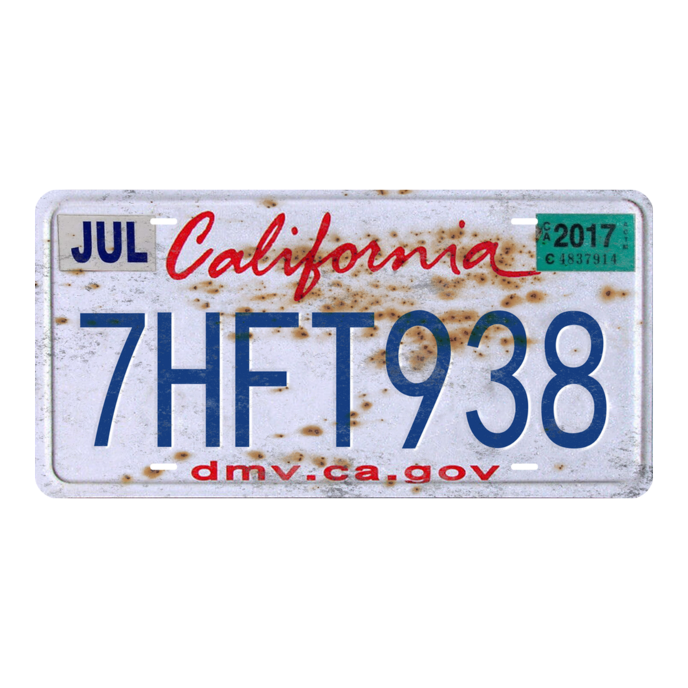 California 7HFT938 - Tin License Plate Sign(6*12Inch)