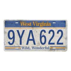 West Virginia 9YA 622 - Tin License Plate Sign(6*12Inch)