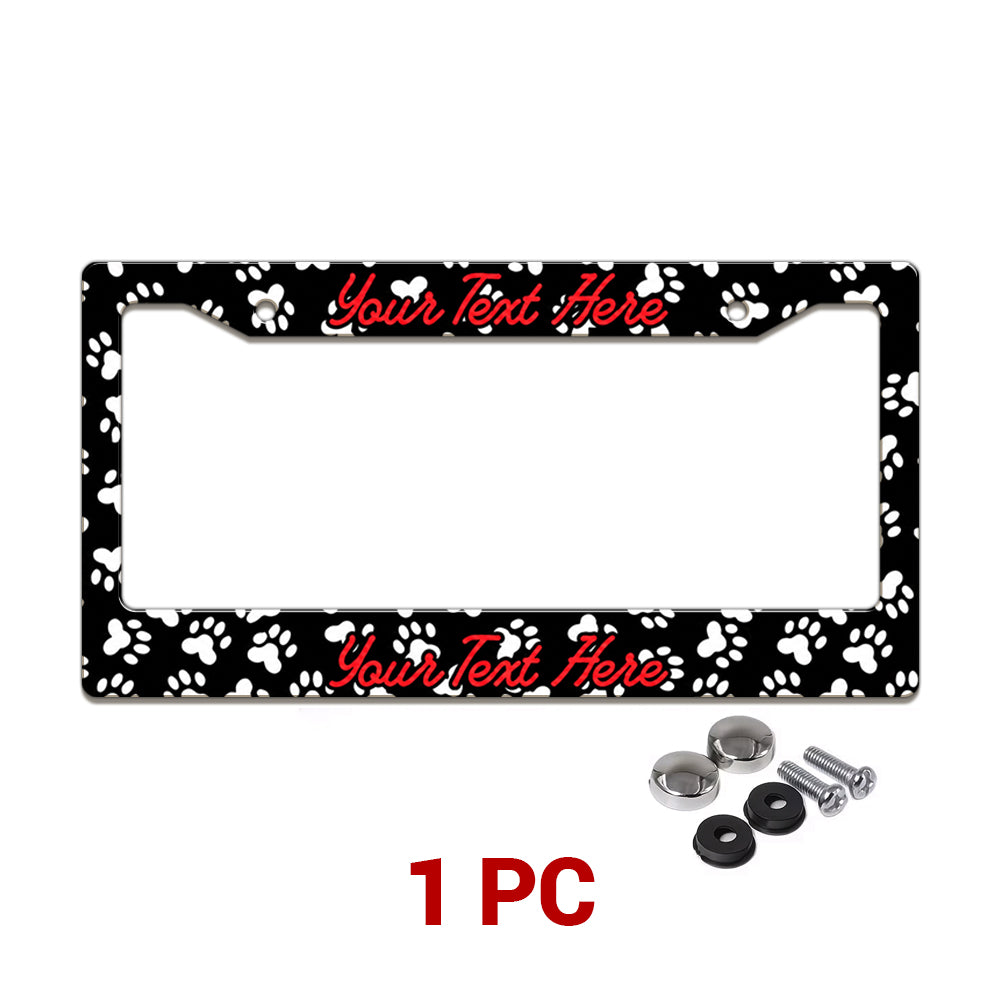 Personalized Paw Print License Plate Frame, Custom Pet Name Car Frame