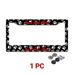 Personalized Paw Print License Plate Frame, Custom Pet Name Car Frame