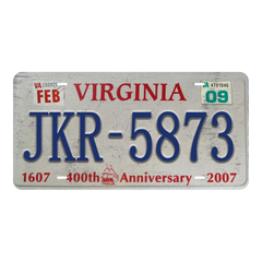 Virginia JKR-5873 - Tin License Plate Sign(6*12Inch)