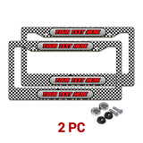 Personalized Black and White Checkered Racing license plate frames in a 2-piece pack with mounting hardware