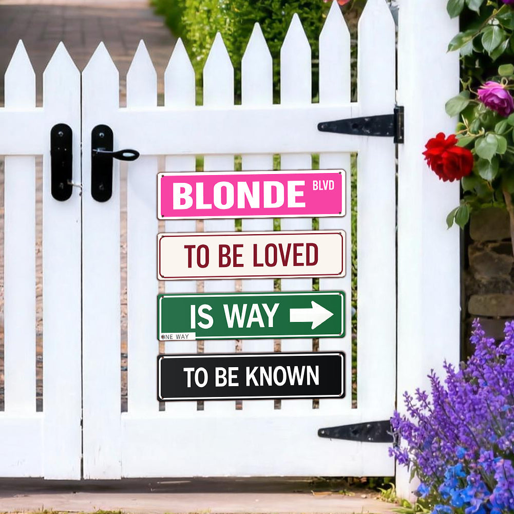 BLONDE BLVD Love Is a Way – Valentine’s Day Metal Street Sign Bundle (4 pcs)