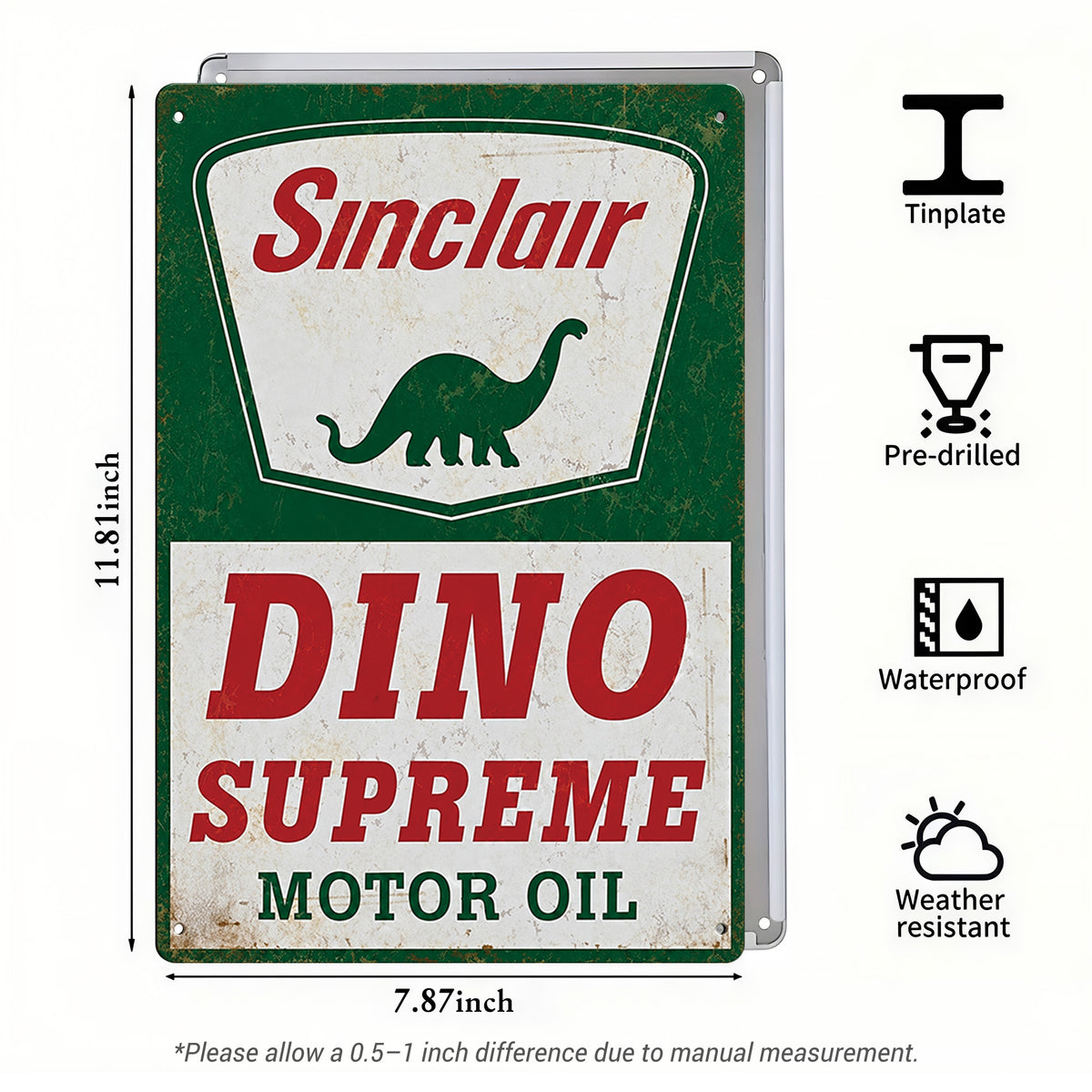 Sinclair Dino Supreme Motor Oil Tin Sign
