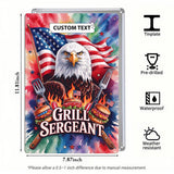 Grill Sergeant Metal Sign – Custom Name Patriotic BBQ Wall Decor Gift for Dad