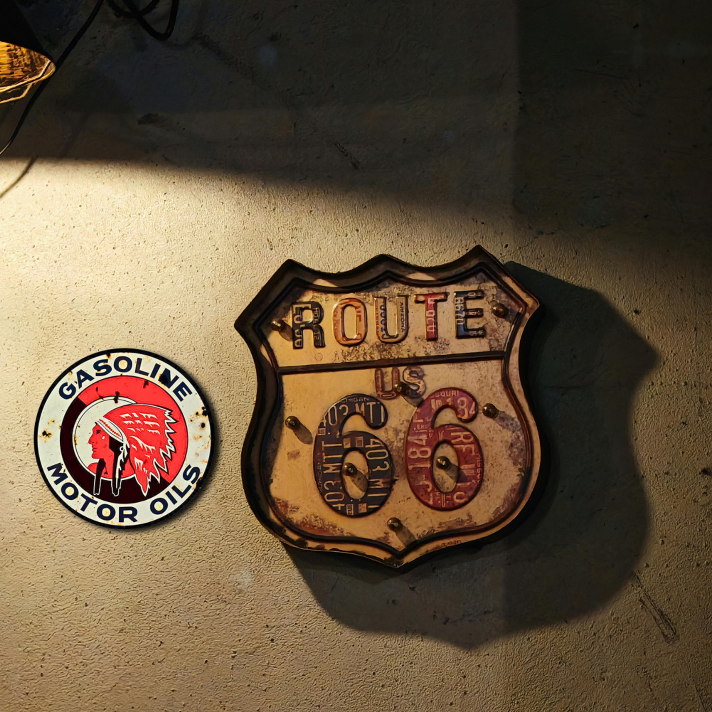 Vintage “Gasoline Motor Oils” Round Tin Sign