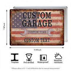 Retro Repair & Service Garage Wall Decor- Dad's Garage Metal Sign