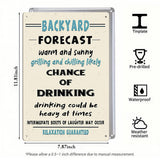 Funny Backyard Forecast Metal Sign - Grilling and Chilling