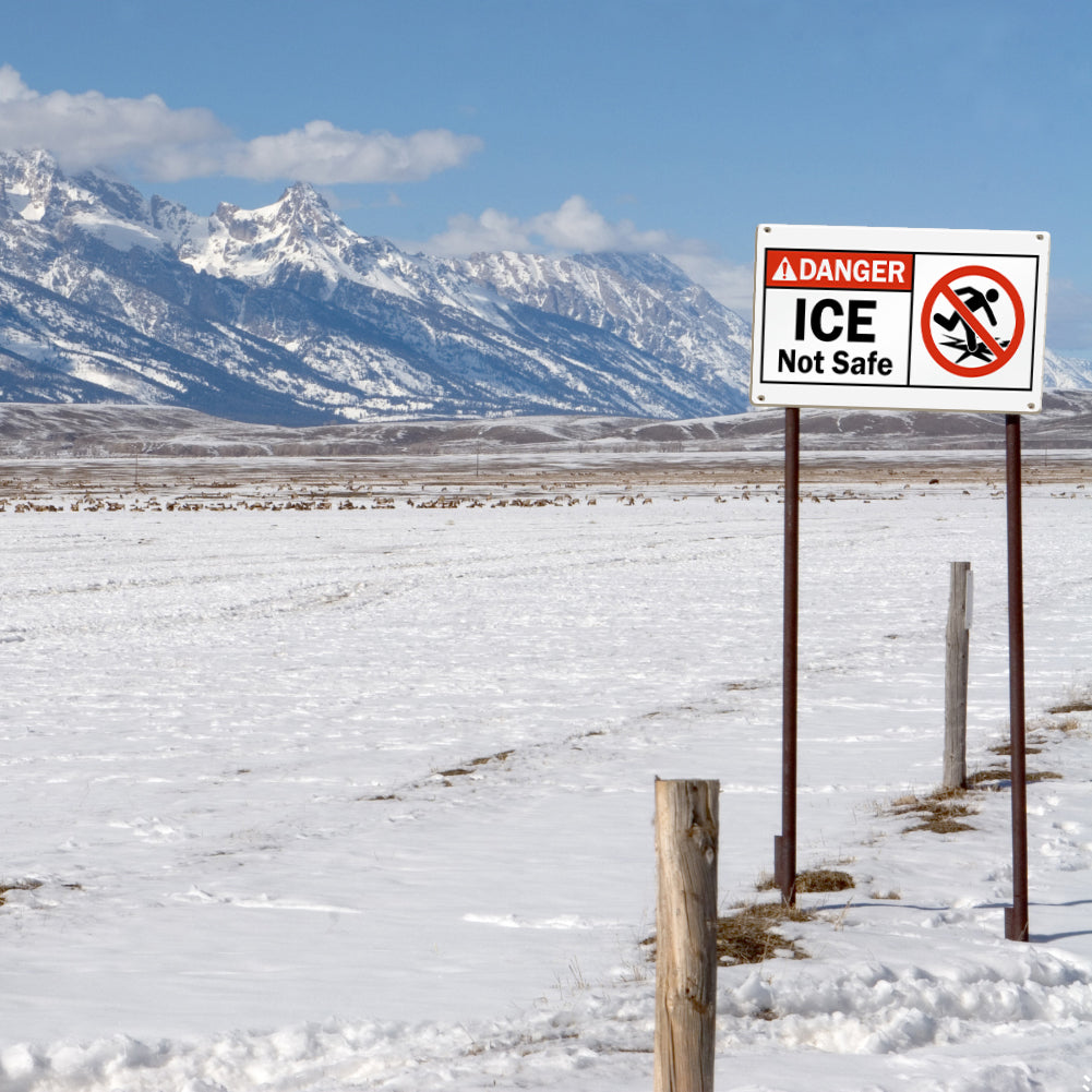 Danger "ICE" Not Safe Graphic Symbol Warning Sign