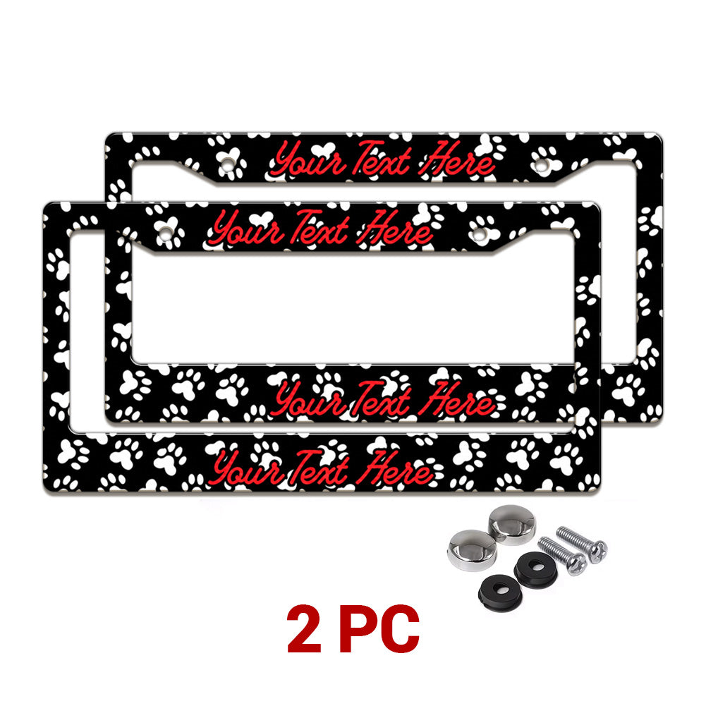 Personalized Paw Print License Plate Frame, Custom Pet Name Car Frame