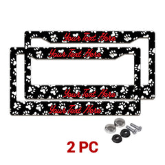 Personalized Paw Print License Plate Frame, Custom Pet Name Car Frame