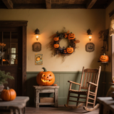 Happy Halloween Vintage Pumpkin Cartoon Style