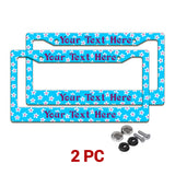 Personalized Turquoise Tropical Flowers license plate frames in a 2-piece pack with mounting hardware