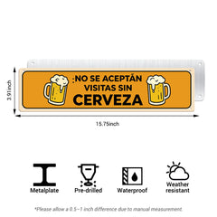 Funny Spanish Beer Metal Sign - No Se Aceptan Visitas Sin Cerveza