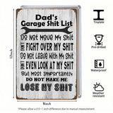 Dad’s Garage Shit List Metal Sign – Funny Garage Rules Wall Decor