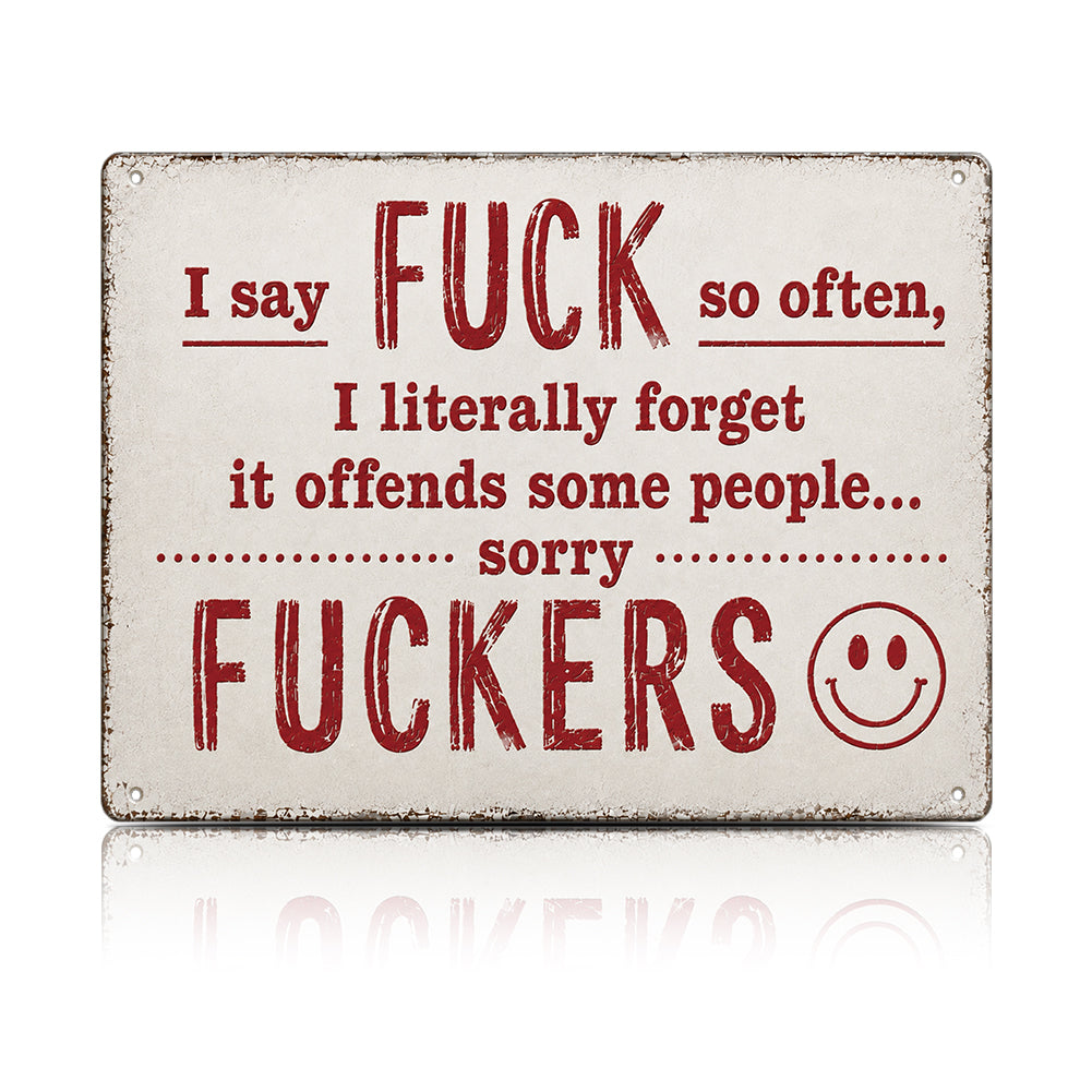 Funny F*ckers Metal Sign – Sarcastic Office & Man Cave Wall Decor