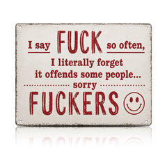 Funny F*ckers Metal Sign – Sarcastic Office & Man Cave Wall Decor