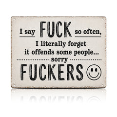 Funny F*ckers Metal Sign – Sarcastic Office & Man Cave Wall Decor