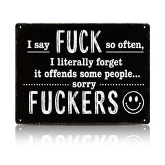 Funny F*ckers Metal Sign – Sarcastic Office & Man Cave Wall Decor