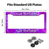 Personalized Purple Lightning License Plate Frame, Custom Text Car Frame