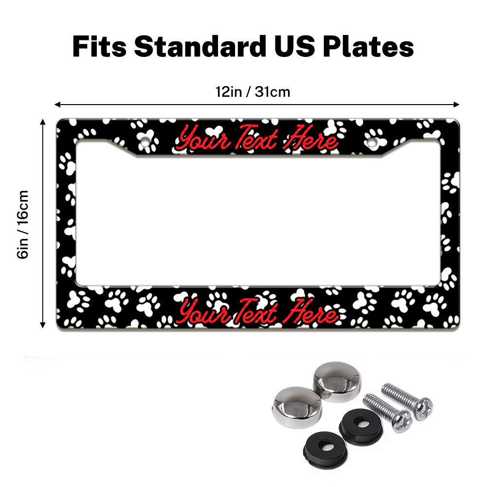 Personalized Paw Print License Plate Frame, Custom Pet Name Car Frame