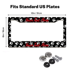 Personalized Paw Print License Plate Frame, Custom Pet Name Car Frame