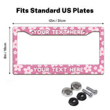 Pink Cherry Blossom license plate frame size guide for a standard 12 by 6 inch U.S. plate