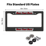 Carbon Fiber Racing license plate frame size guide for a standard 12 by 6 inch U.S. plate