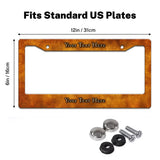 Rustic Burnt Orange license plate frame size guide for a standard 12 by 6 inch U.S. plate