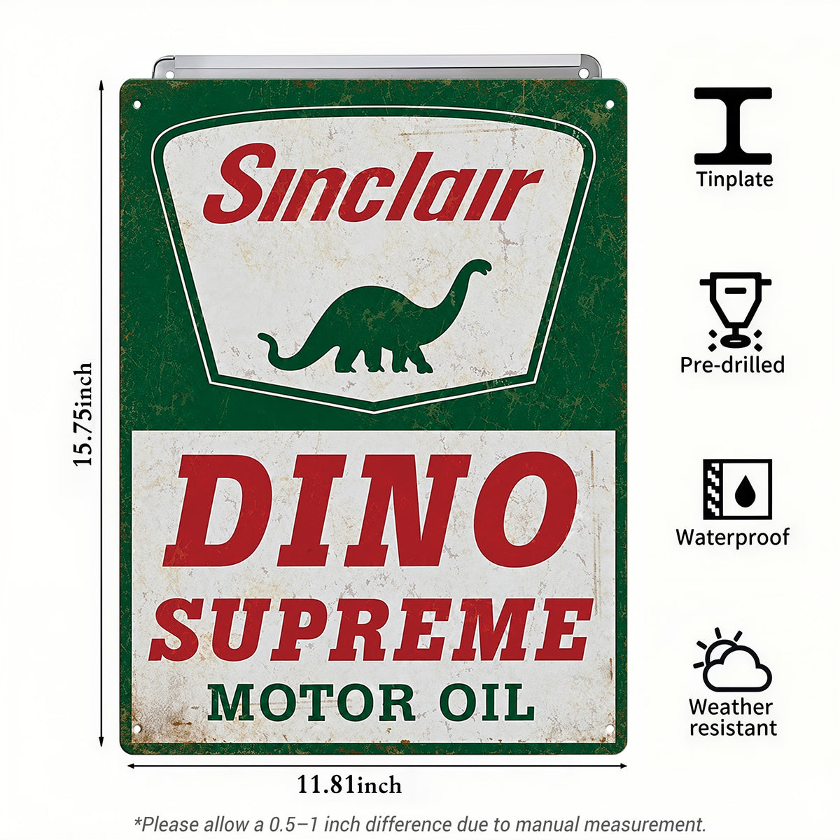 Sinclair Dino Supreme Motor Oil Tin Sign