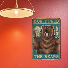 Funny Bear Warning Tin Sign