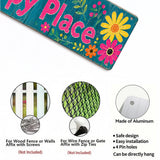 This Is My Happy Place Metal Garden Sign – Floral Patio Fence Decor
