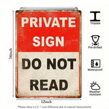 Private Sign Do Not Read Metal Sign – Funny Privacy Wall Decor