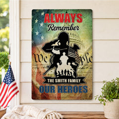 Always Remember Our Heroes Metal Signs