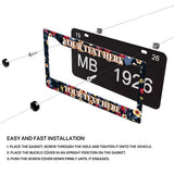Installation diagram for a Dark Botanical Flowers license plate frame