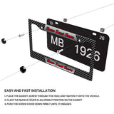 Installation diagram for a personalized Carbon Fiber Racing license plate frame