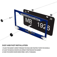 Installation diagram for a Aviation Nation Vintage Propeller license plate frame