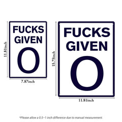 Fucks Given 0 Metal Sign – Funny Sarcastic Office Wall Decor