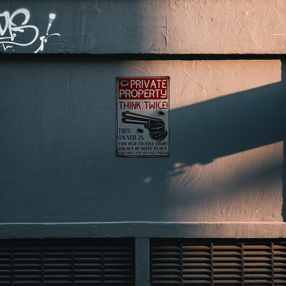 Private Property Think Twice Metal Sign