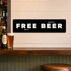 Free WiFi Great Beer Metal Sign – Funny Beer Bar Wall Decor