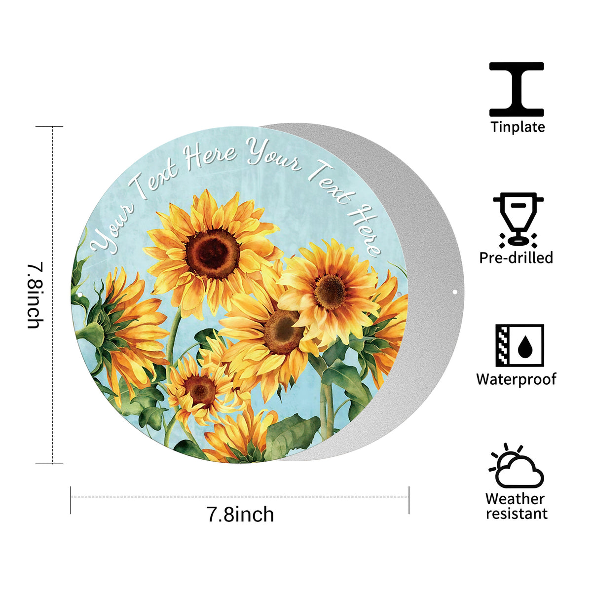 Personalized Garden Round Metal Sign, Custom Flower Garden Decor